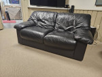 4 Piece Black Leather Sofa