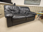 4 Piece Black Leather Sofa