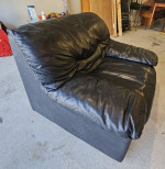 4 Piece Black Leather Sofa