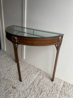 Ethan Allen Glass and Metal Console Sofa Table Accent Table