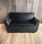 Black Leather Loveseat Size Sofa Couch