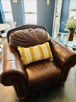 Real Leather Sofa, armchair and ottoman