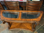 Beautiful sofa table, side buffet entry table, glass inserts