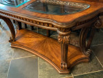 Beautiful sofa table, side buffet entry table, glass inserts