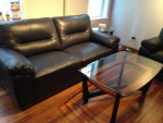 Blue leather sofa two seater