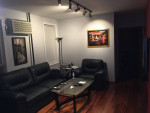 Blue leather sofa two seater