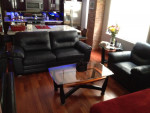 Blue leather sofa two seater