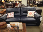 Blue leather sofa two seater