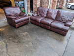 Leather reclining sofa and rocker recliner