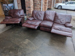 Leather reclining sofa and rocker recliner