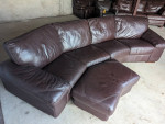 Full grain leather curved sofa by Bassett