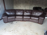 Full grain leather curved sofa by Bassett