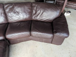 Full grain leather curved sofa by Bassett