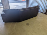 Full grain leather curved sofa by Bassett
