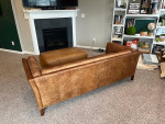 Genuine Leather Sofa with Ottoman