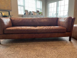 Genuine Leather Sofa with Ottoman