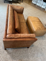 Genuine Leather Sofa with Ottoman