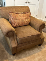 Living Room Furniture: Sofa, Chairs, Leather Ottoman, Pillows