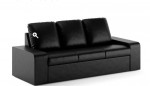 Black Faux Leather Sofa and 2 Ottoman