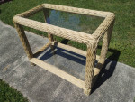 Rattan Sofa Table Glass top, two shelves