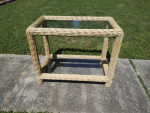 Rattan Sofa Table Glass top, two shelves