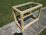 Rattan Sofa Table Glass top, two shelves