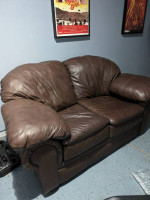 Leather sofa and loveseat