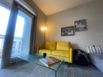 Yellow velvet sofa