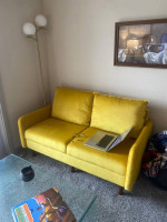 Yellow velvet sofa
