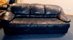 Used Blue Leather Sofa. 80" long.