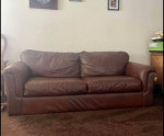 Brown leather sofa