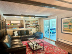 Navy leather sofa