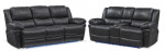 Monza Dual Power Reclining Sofa and Reclining Loveseat Set-Black