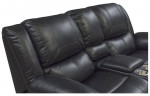 Monza Dual Power Reclining Sofa and Reclining Loveseat Set-Black