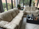 Leather sofa and loveseat