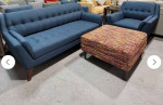 New Sofa And Chair Set, Navy Tufted Fabric