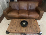 Furniture Set: Leather Sofa, Restoration Hardware Leather Chair & Desk
