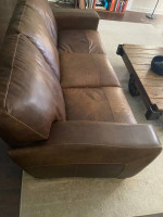 Furniture Set: Leather Sofa, Restoration Hardware Leather Chair & Desk
