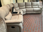 sectional sofa manual recliner suede fabric