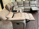 sectional sofa manual recliner suede fabric