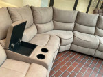 sectional sofa manual recliner suede fabric