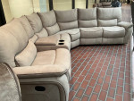sectional sofa manual recliner suede fabric