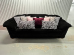 Gorgeous! Crisp Black Velvet Vtg 90s Coral Back Sofa Like New! W/Deliv