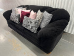 Gorgeous! Crisp Black Velvet Vtg 90s Coral Back Sofa Like New! W/Deliv