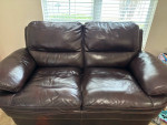 Furniture - luxury Burgundy/Brown  leather sofa living room set