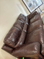 Furniture - luxury Burgundy/Brown  leather sofa living room set