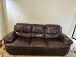 Furniture - luxury Burgundy/Brown  leather sofa living room set