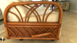 Tropical 3 seat sofa with rattan arms.