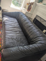 Black leather sofa