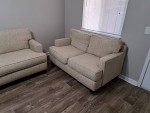 Beige Fabric Sofa Set